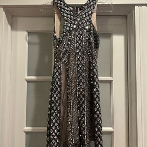 Elegant Black and Silver Sequin Dress